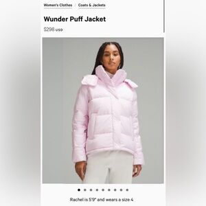 NWT LULULEMON WUNDERPUFF JACKET IN SIZE 2